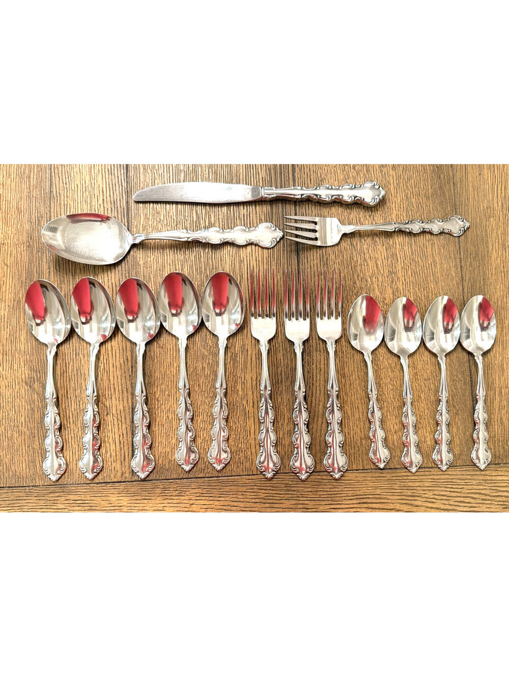 Oneida Mozart Deluxe Stainless Flatware 15 Pc Replacement Lot + Serving Spoon